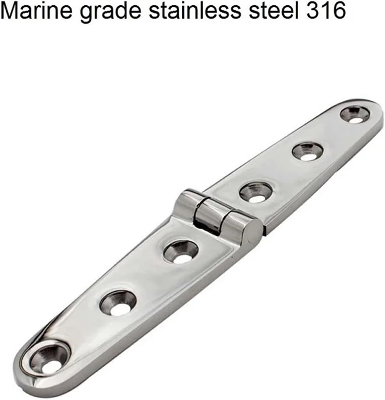Marine Hinges 2PCS Stainless Steel 316 Strap Hinge with 6 Holes 152mm Mirror Polish Marine Cast Door Strap Hinges for Boats, Cabinet