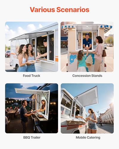 Image of VEVOR Concession Window 36 x 36 Inch, Concession Stand Serving Window Door with Double-Point Fork Lock, Concession Awning Door Up to 85 degrees for Food Trucks, Glass Not Included