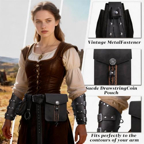 Image of Renaissance Pirate Belt Pouch with Coin Purse Skirt Hike Bracers