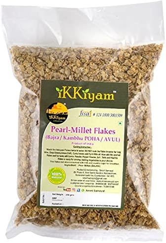 Bajra Flakes (Poha) 250g | Whole Grain Pearl Millet Flakes | Kambhu Avul | Gluten-Free, Rich in Omega-3, Fiber & Antioxidants | Premium Organic South Indian Snack for Healthy Living