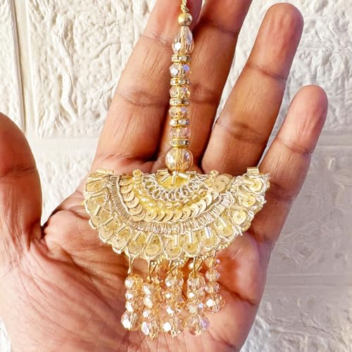 Image of Adikala Craft Store Handmade Ethnic Latkan Tassel Set of 2 for Saree Pallu, Blouse, Suits, Dupatta, Lehenga Decor (Metal Sequin)