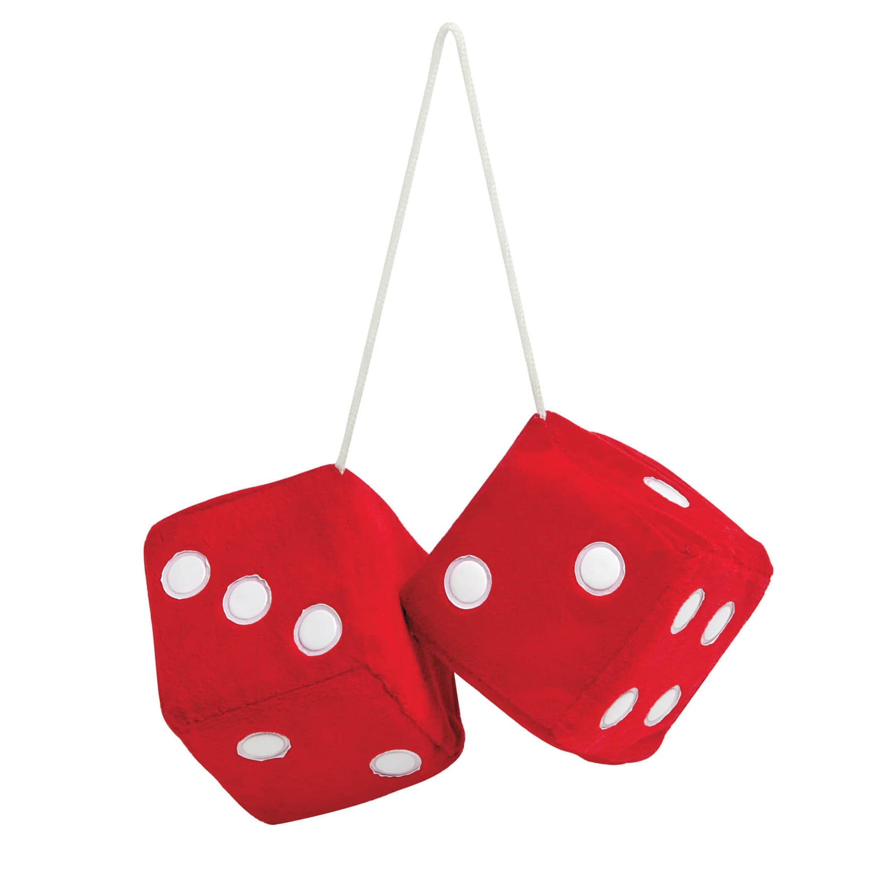 Sumex Branded Home & Car Mirrior Hanging Fluffy Furry Dice (Red with White Spots)