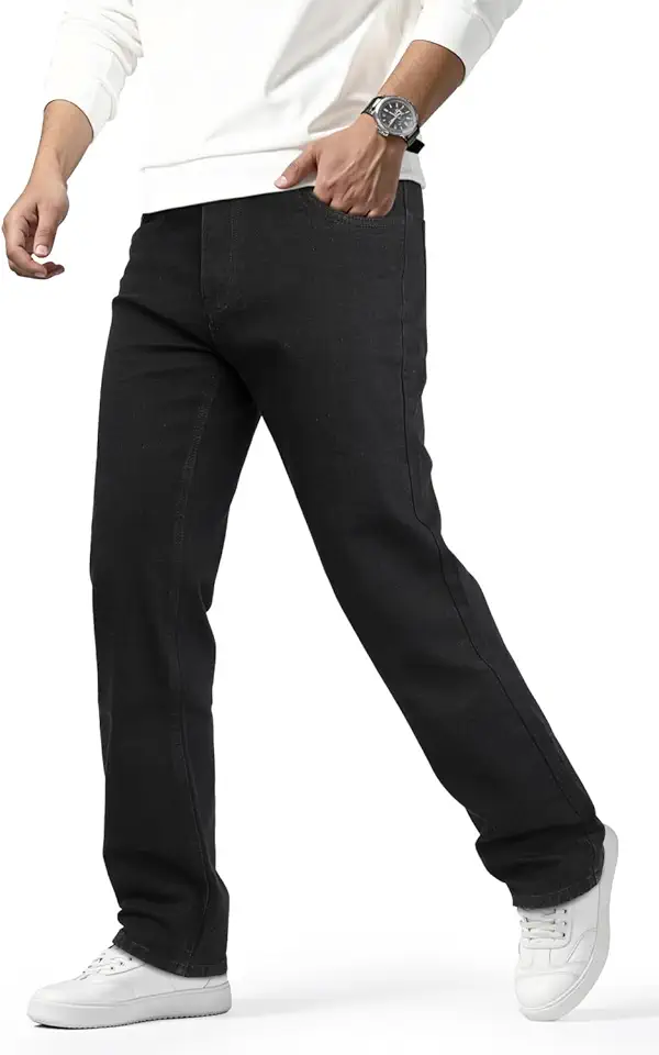 Heyfanee Mens Jeans Relaxed Fit Stretch Denim Jeans for Men Straight Leg Comfort