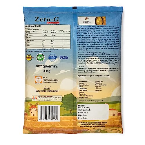 Image of ZERO - G Gluten Free Lite Flour (4 Kg) - Sorghum (Jowar) Atta For Perfect Rotis | All Purpose Gluten-Free Flour | No Preservatives & Trans Fat | Good Kneading, Rolling & Puffing Properties