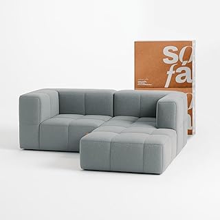 Sofá 2 Lugares Modular Na Caixa Em Boucle Com 1 Chaise - Cinza - Produto 6 mais recomendado com 0 estrelas
