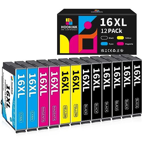 Hookink 16XL Cartuchos de Tinta Compatibili para Tinta Epson 16XL 16 XL para Workforce WF-2650 WF-2530 WF-2520 WF-2540, 6 Negro 2 Cian 2 Magenta 2 Amarillo