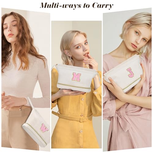 Makeup Bag for Girls Gift, Personalized Graduation Gifts Initial Women Makeup Bag for Travel, Teacher Appreciation Gifts Preppy Make up Bag Cosmetic Bag 18th Birthday Gifts for Teen Girl Trendy - M2