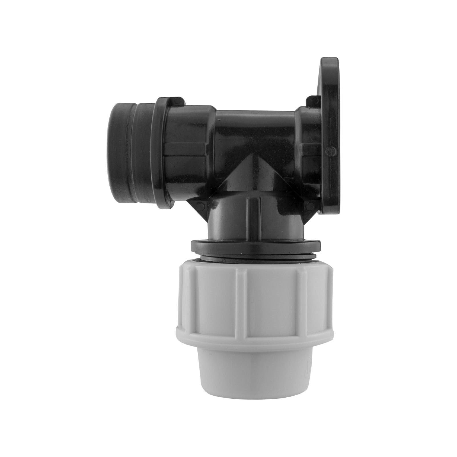B2C MDPE Compression Wall Flange Plate + Hozelock Compatible Quick Connect Tap 20mm (Backplate)