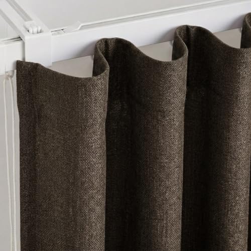 Image of FRESH FROM LOOM Jute Light Block 10 ft Curtain | 10 ft Door Non-Ring Curtains | S-Wave Pleat | | Non-Ring Curtains | S-Wave Pleat | Door parda | Parde (Size - 10ft, Coffee, 2pc)