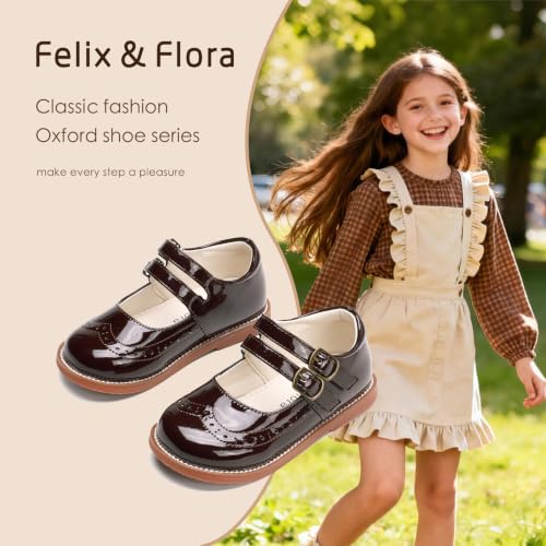 Image of Felix & Flora Toddler Girl Mary Jane Dress Shoes - School Oxford Flats for Girl Party Shoes.