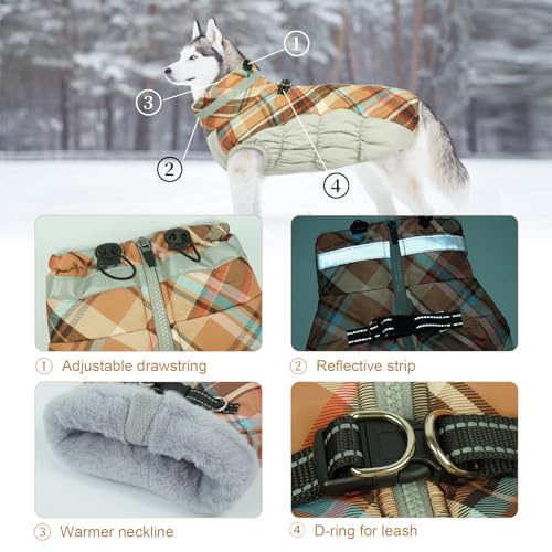 Image of Lelepet Dog Winter Coat Dog Coats for Extra Large Dogs Waterproof Jacket | Reflective Cold Weather Coats with Harness Built in Windproof Zip-Up Winter Fleece Vest Snowsuit Great Dane 3XL