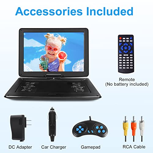 𝒀𝑶𝑶𝑯𝑶𝑶 17.9" Portable Dvd Players With Large Screen, 15.6" Swivel Screen, 6 Hrs Battery Dvd Player Portable With Car Charger And Dc Adapter, Support Usb/Sd Card/Sync Tv, Region Free, Black #TOP6