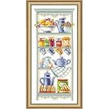 punto de cruz cocina pinterest Kit broderie au point compté avec diagramme,, Toile à broder: 100% coton,, Fil: 100% coton DMC,, 5,4 mailles/cm,, Carte de fils,, Instruction dans quatre/ huit langues,, Diagramme agrandi,, Aiguille,, Photo,