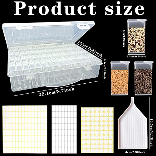 Image of 64pcs Grids Bead Organizer and Storage Diamond Painting Containers Portable Plastic Case Box Arts Crafts Storage for Seeds Beads Sewing Cosmetic Nail Glitter Powder Small Parts Rhinestones (Square)
