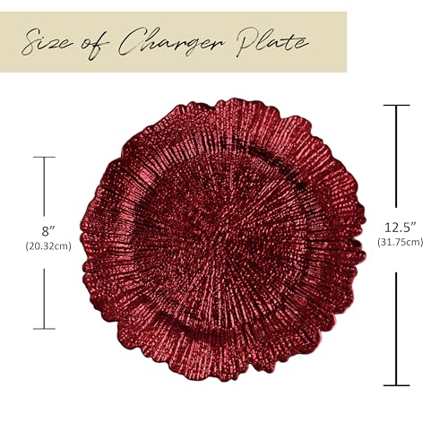 Evershine 13 Inch Red Round Plastic Charger plate Set of 12, Floral Reef Charger for dinning plates, Table setting and Wedding party table decor. by Evershine - Used condition - Image 4