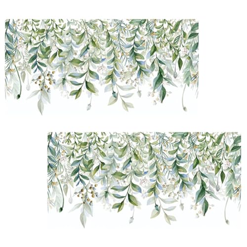 WOONEKY 2 Pezzi Adesivi Murali PVC con Foglie Verdi Decorazione Parete Rimovibile Senza Residui Carta da Parati Adesiva Naturale per Camera da Letto e Soggiorno