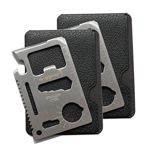 GUARDMAN 2pcs Ultimate 11-in-1 Survival Credit Card Multitool By GUARDMAN- Multipurpose Tactical Wallet Tool With Bottle Opener, Survival Knife & 9 Other Functions- Great Stocking Stuffer For Men & Father’s Day Gift