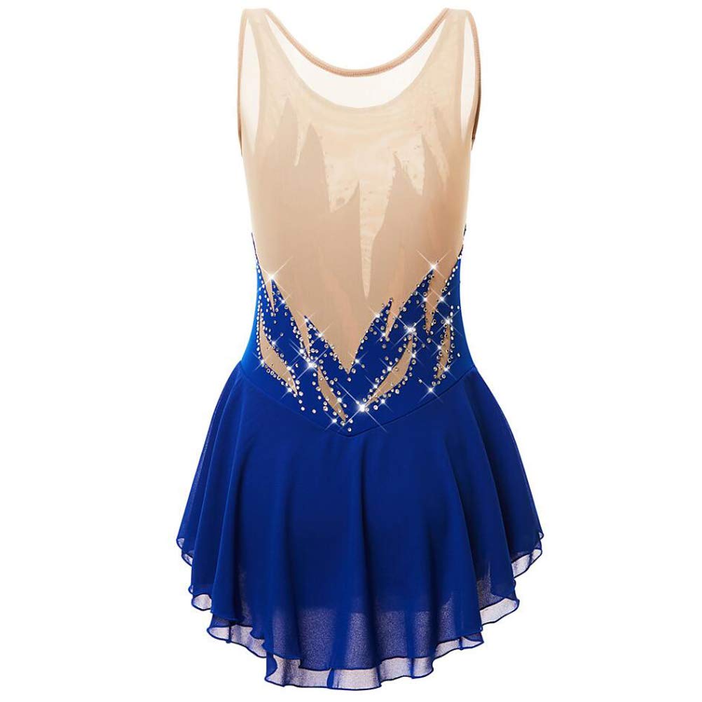 JRUIA Vestito A Rotelle per Pattinaggio Artistico sul Ghiaccio da Bambina Senza Maniche Costume di Danza Classica con Strass Fatto A Mano Body da Donna Classico per La Pratica della Ginnastica
