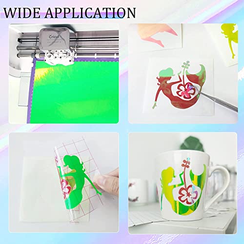 Prime Vinyl Holographic Vinyl Permanent , Holographic Vinyl For Cricut, 12” X 12” 9 Sheets/Pack, Holographic Opal Craft Adhesive Vinyl Sheets For Cutting Machine For Crafts, Decal #TOP7