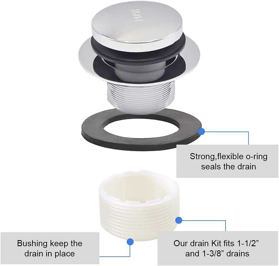 ZOEHE STORE Tip-Toe Bath Drainer with Two-Hole Overflow Faceplate and Screws (Chrome) - - 