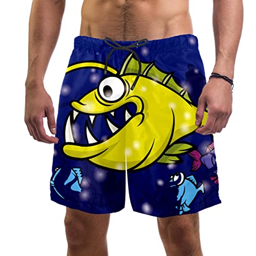 Short de bain homme poisson jaune avec cordon ajustement parfait