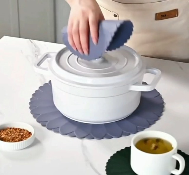 Dessous De Plat En Silicone Résistant à 250°C - Anti-Dérapant Pour Cuisine Et Table (30cm, Bleu)