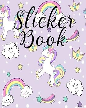 Sticker Book : Blank Sticker Book Unicorn Theme Sticker Journal 8x10 100 Pages (Volume 3)