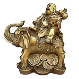 PacuM Esculturas Adornos Estatuilla Coleccionable Decoración del Hogar Arte Budismo Chino Riqueza Elefante Auspicioso Estatua de Buda Maitreya Regalo Novedad
