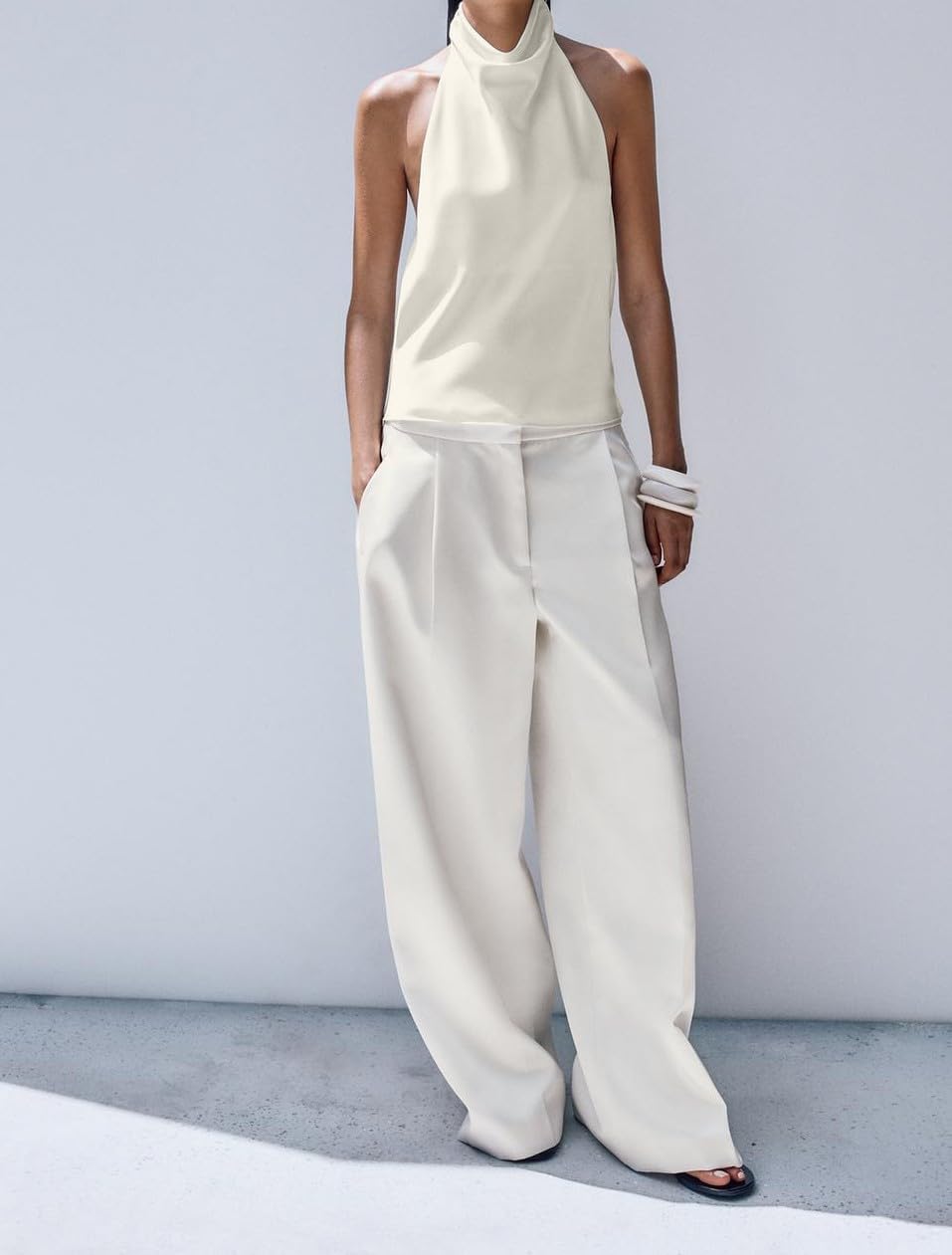 Women Satin Halter Tank Top Sexy Sleeveless High Neck Backless Silk Crop Cami Shirt Y2K Open Back Going Out Vest - Image 2