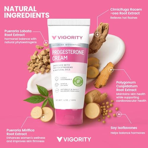 Vigority Progesterone Cream for Women - Natural Bioidentical Progesterone Cream for Hormone Balance - Natural Menopause Support for Hot Flashes Night Sweats