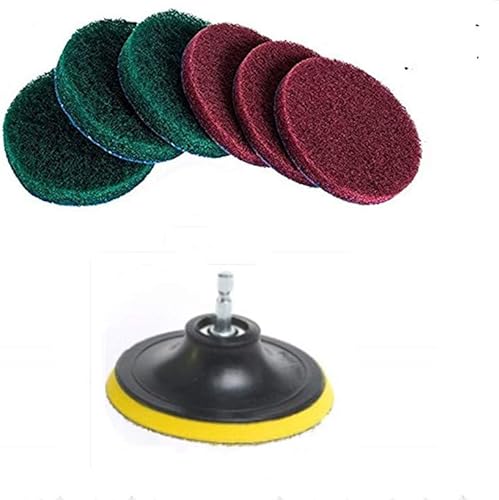 Kit de limpieza de almohadillas de limpieza de 5 pulgadas, 2 rigidez diferente, soporte de disco de 5 pulgadas con 6 almohadillas de fregar, limpia