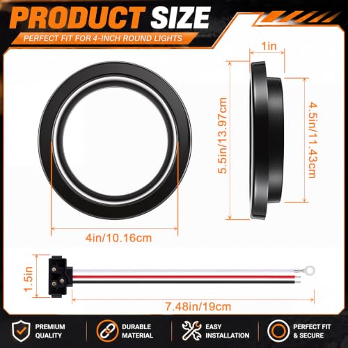 Image of Pangda 6 Pack 4 Inch Rubber Grommets for Truck Trailer Boat Lights with 3 Prong Pigtails Trailer Side Marker Lights Grommets with 3 Pin Wire Pigtail Connector Kit for Truck RV Boat