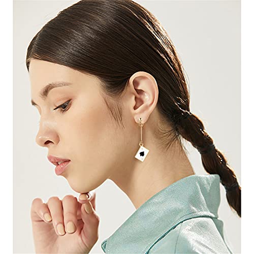 Unique Funny 14K Gold Plated Poker hearts and Spades A Ace Playing Cards Dangle Drop Post Stud Earrings For Women Gambling Casino3