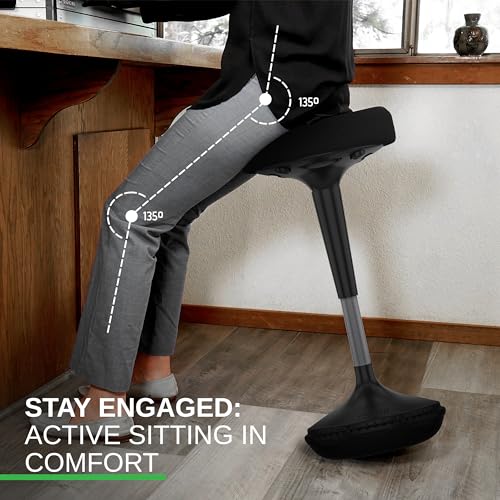Image of Wobble Stool Standing Desk Chair, Flexible Seating Adjustable Office Ergonomic Desk Wobble Stool for Alternative Classroom Seating, Active ADHD Wiggle Chair
