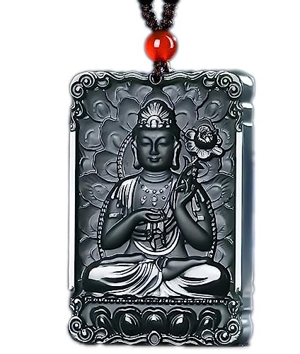Amulette Vajrapani déesse Bouddha collier jade vert naturel et cristal