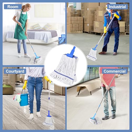 Image of 4 Pieces Mop Head Replacement Heavy Duty Commercial Mop Heads Wet Industrial String Cotton mop Cotton Looped End String Head Refill (White)