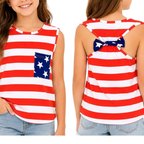 Image of 4th of July Shirts for Girls Patriotic American Flag Kids Clothing
