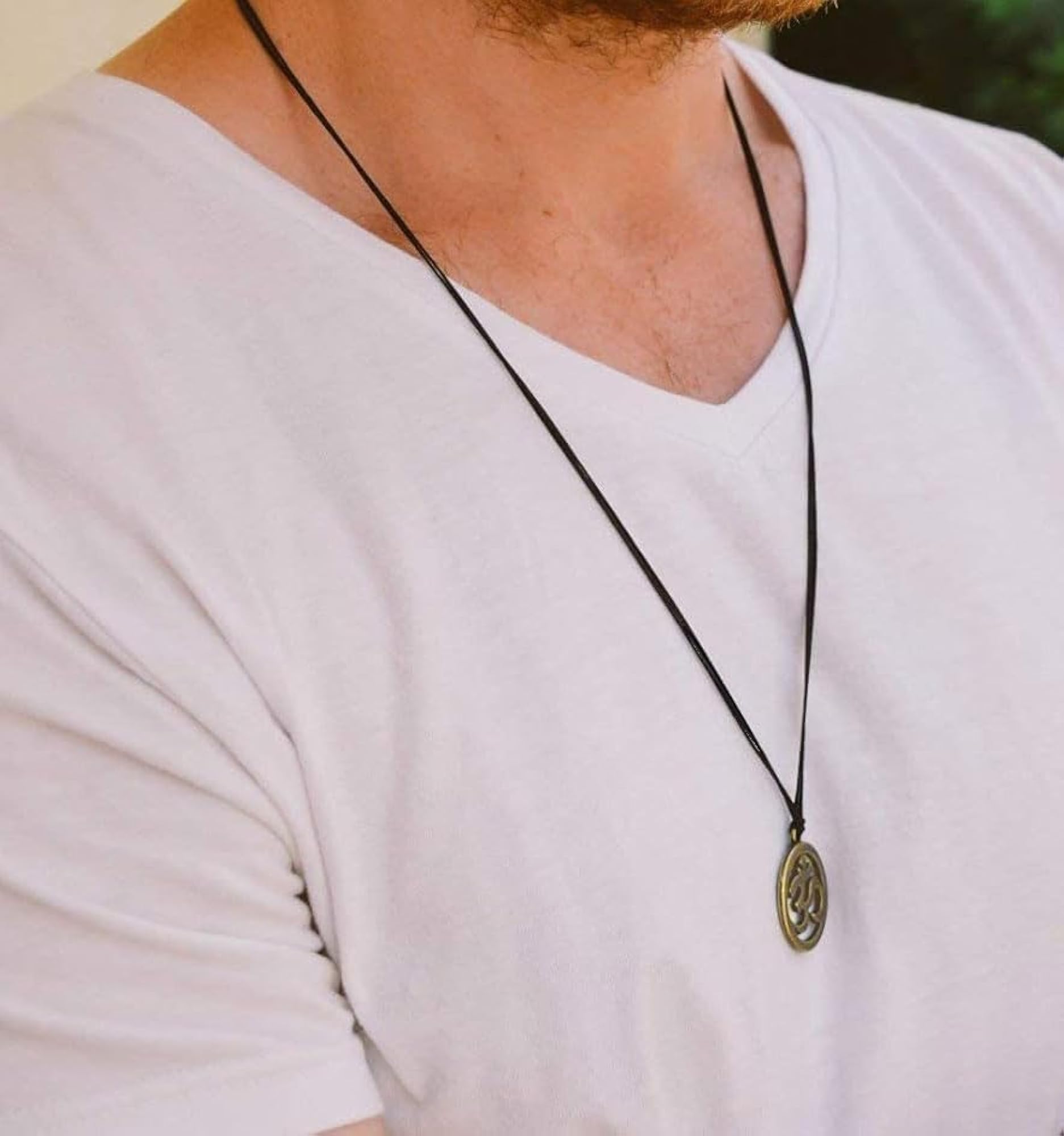 Unisex Adjustable Golden Om Locket Pendant on Black Thread