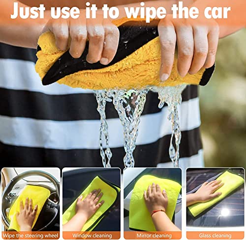 Image of Professional Premium Microfiber Towels for Household Cleaning Dual-Sided Car Washing and Detailing Towels Thick and Quick Drying Car Microfiber Cleaning Towel Auto Cloth (30*60 cm, Set of 3)