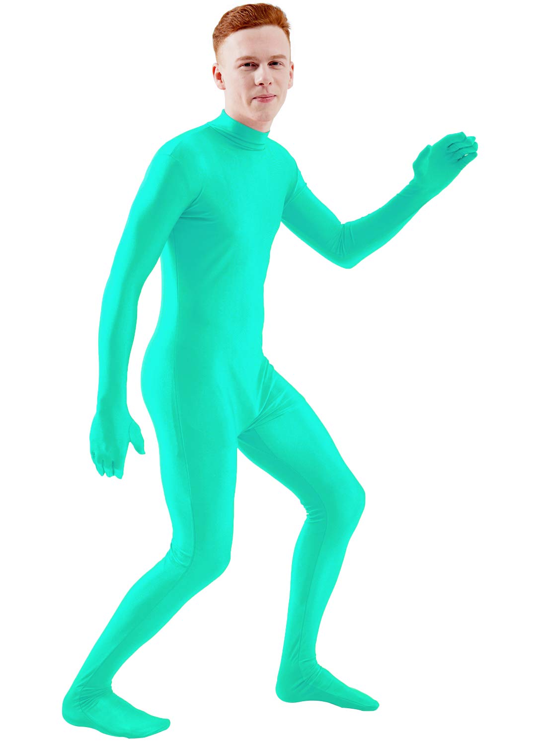 Ensnovo Mens Mock Neck Full Body Unitard Spandex Zentai Suits Costumes