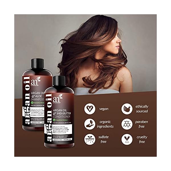 Argan Oil Shampoo and Conditioner Set - Sulfate-Free Formula with Nourishing Moroccan Oil and Keratin -for All Hair, Curly or Straight - Hydrate Repair Defy Frizz for Salon-like Results!16 Fl Oz 2 PK