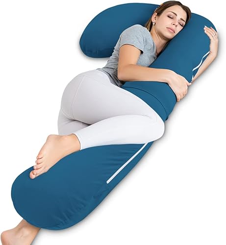 INSEN Almohadas de embarazo, almohada de maternidad de cuerpo completo en forma de L con funda extraíble, almohadas de embarazo de 57 pulgadas para