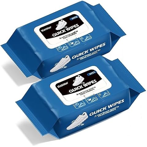 YURRUON Portable Shoes Cleaning Wipes 2 Pack 60 Pcs Sneaker Wipes No-wash Maintenance Care for Sneakers Quick Remove Dirt, Stains Leather shoes Cover