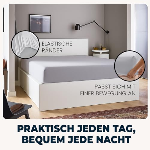 Flowen Spannbettlaken 120x200 cm Mikrofaser Spannbetttuch Hellgrau für Bett Atmungsaktive Hypoallergene Bettlaken Anti-Milbe Leicht Weich und Knitterfrei mit 30 cm Tiefe Tasche Maschinenwaschbares