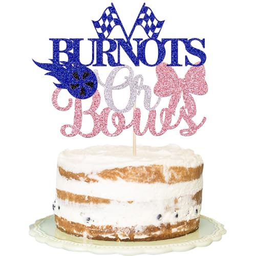 Burnots Or Bows Birthday Cake Topper - Its A Boy Or Girl Burnots Bow,Bow Cake Topper,Boy or Girl Gender Reveal Baby Shower,Kids Birthday Party Decoration