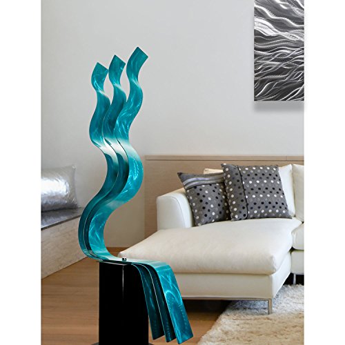 Statements2000 Modern Metal Sculpture Art Indoor Outdoor Decor By Jon Allen, Aqua Transitions #TOP1