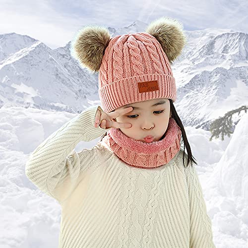 Image of Yuoahcn Kids Winter Beanie Hat Scarf Gloves Set Knit Warm Toddler Winter Cap Gloves Neck Warmer for Boys Girls 1-8 Year