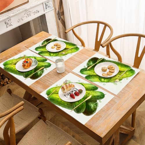 Set de table en lin de coton dessin animé concombre x6 antidérapant - 4