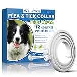Wansiven Collare antipulci per cani, collare antipulci regolabile con oli essenziali, protezione 12 mesi, 65 cm