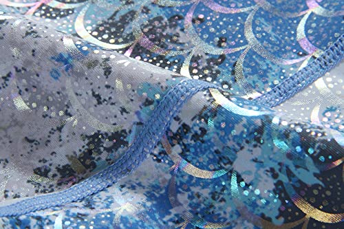 Image of Vivobiniya Teens Girls Fish Scales One Piece Swimsuits Long Sleeve Mermaid Swimsuit